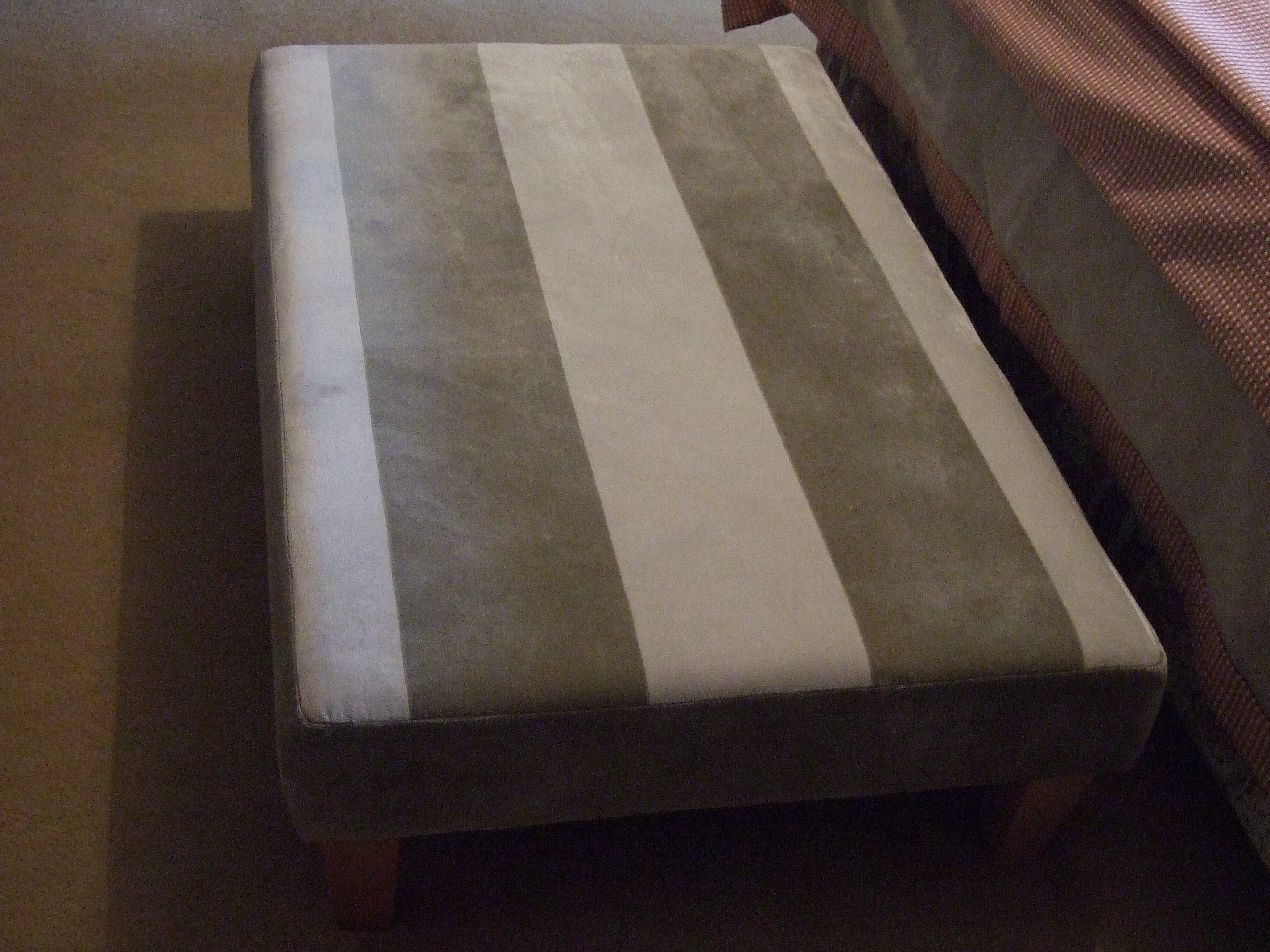 Striped Velvet Upholstered Footstool